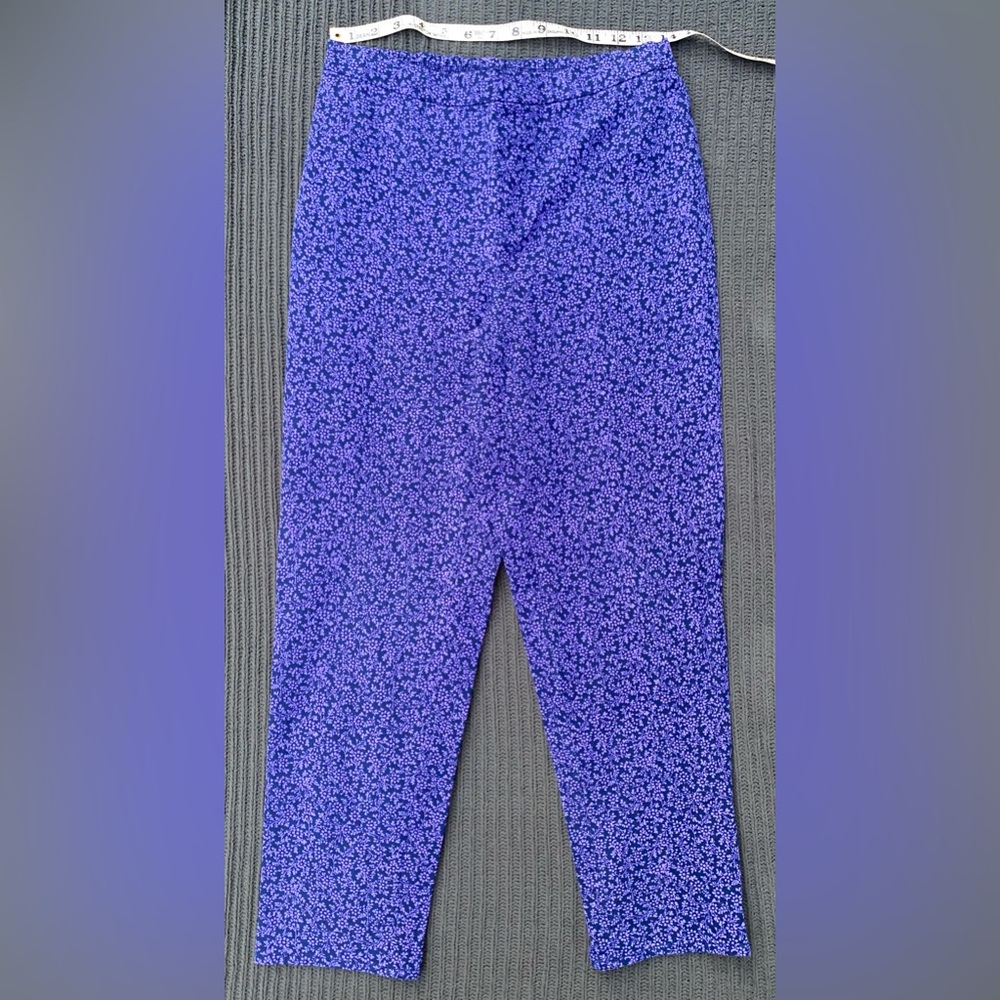 Isaac Mizrahi LIVE Purple Floral Stretch Pull on Pant
